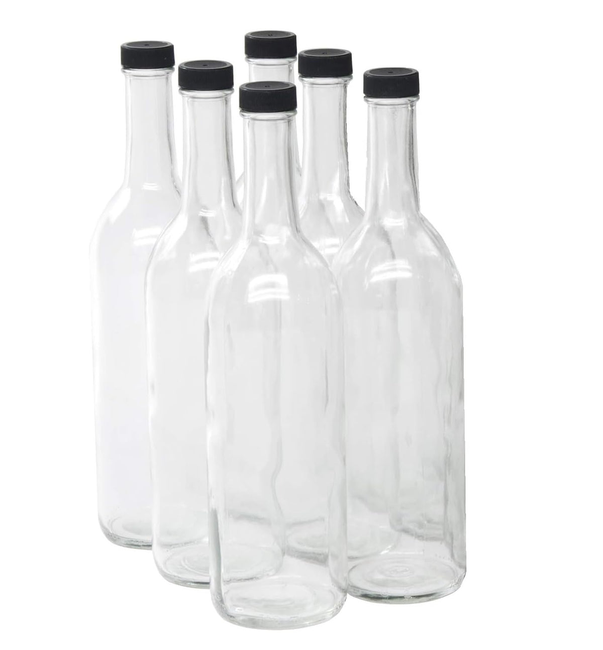 North Mountain Supply Bordeaux bottle with flat bottom, clear glass, ideal for showcasing wine color.