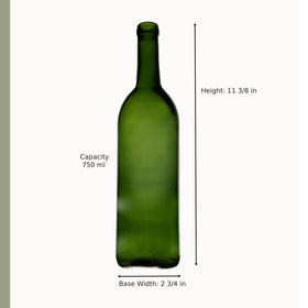 North Mountain Supply Bordeaux bottle with flat bottom for easy standing