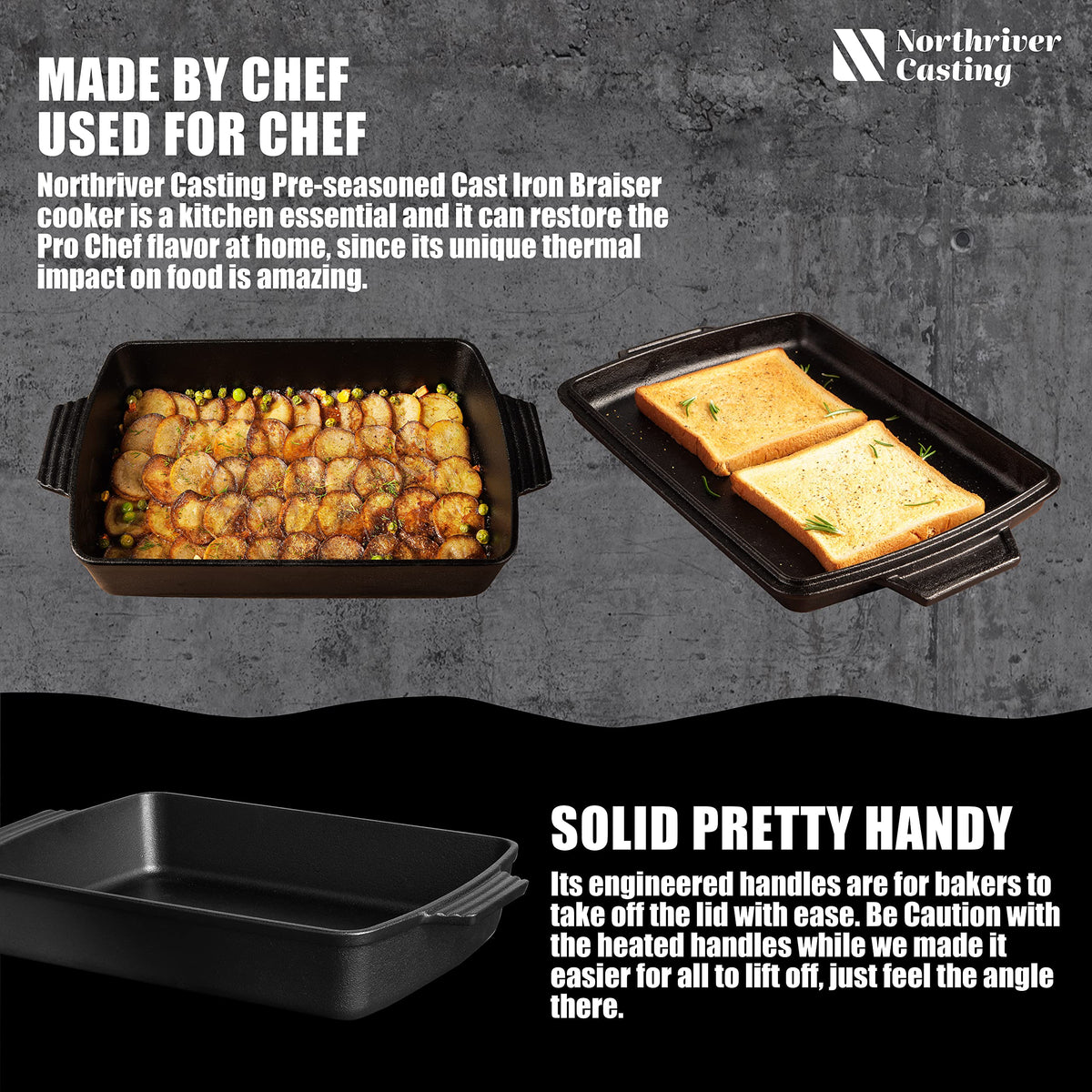 Northriver Casting ergonomic handles designed for safe transport.