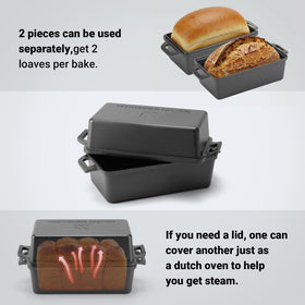 Northriver Casting loaf pan compatible with induction and oven cooking.
