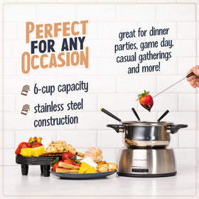 Nostalgia fondue pot with removable pot for easy cleaning