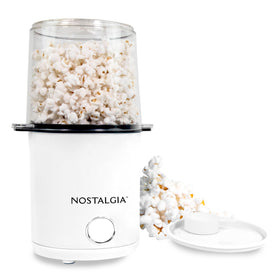 Nostalgia 8-Cup hot air popcorn maker shows fluffy popcorn perfect for movie nights