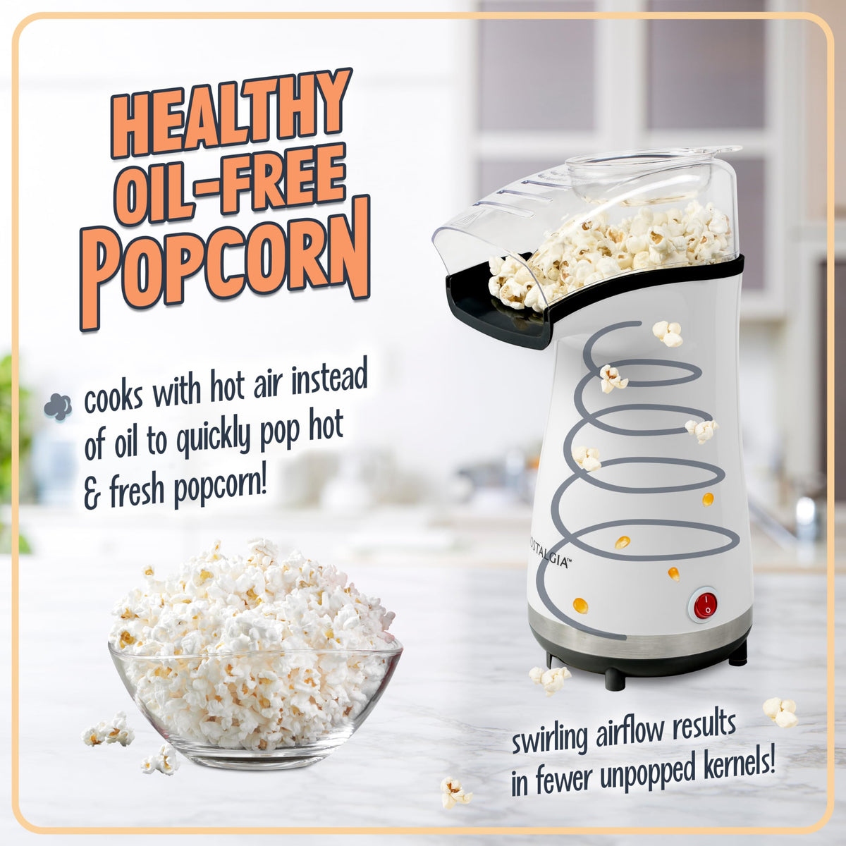 Nostalgia Air Popper cord wrap storage keeps cords neat and tidy.