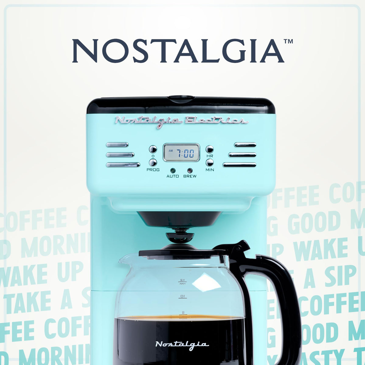 Nostalgia Aqua reusable filter basket simplifies cleanup and brewing.