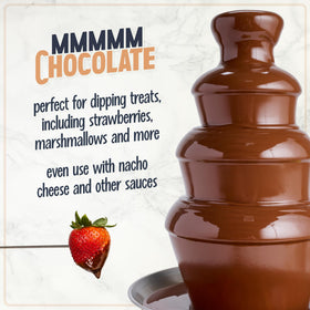 Nostalgia chocolate fountain demonstrates melt and flow during setup.