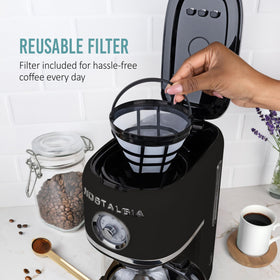 Nostalgia Classic anti-drip pause supports clean pouring during brewing.