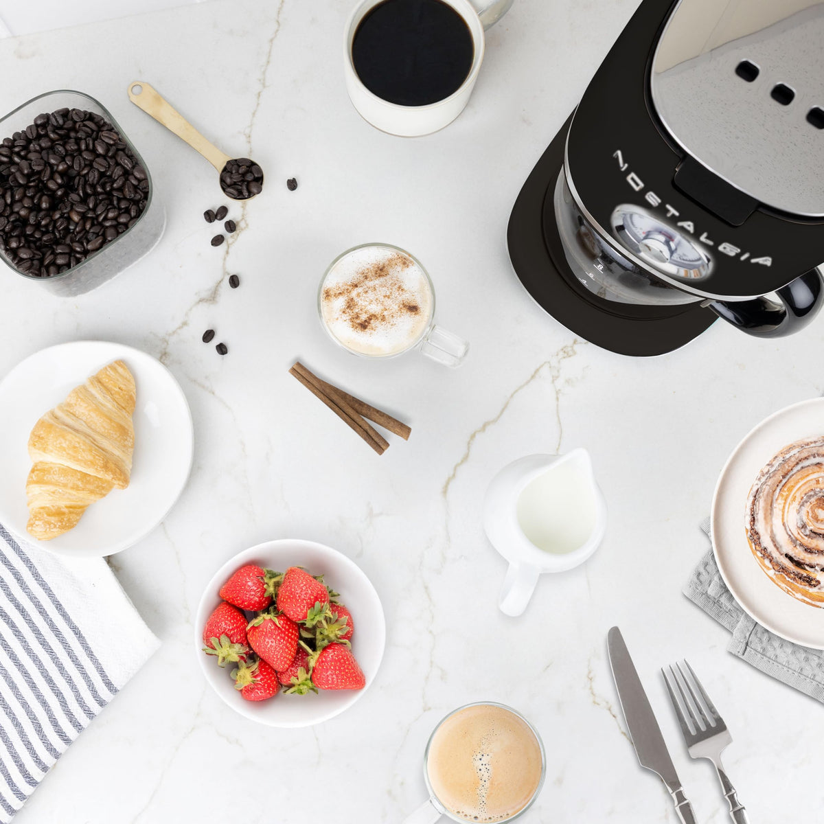 Nostalgia Classic one-button brewing for fast, convenient coffee.