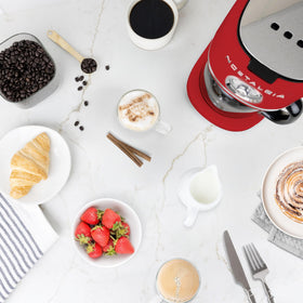 Nostalgia Classic Retro coffee maker ready with one-button brew for fast mornings.