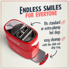 Nostalgia hot dog cage and mini tongs for safe, easy handling.