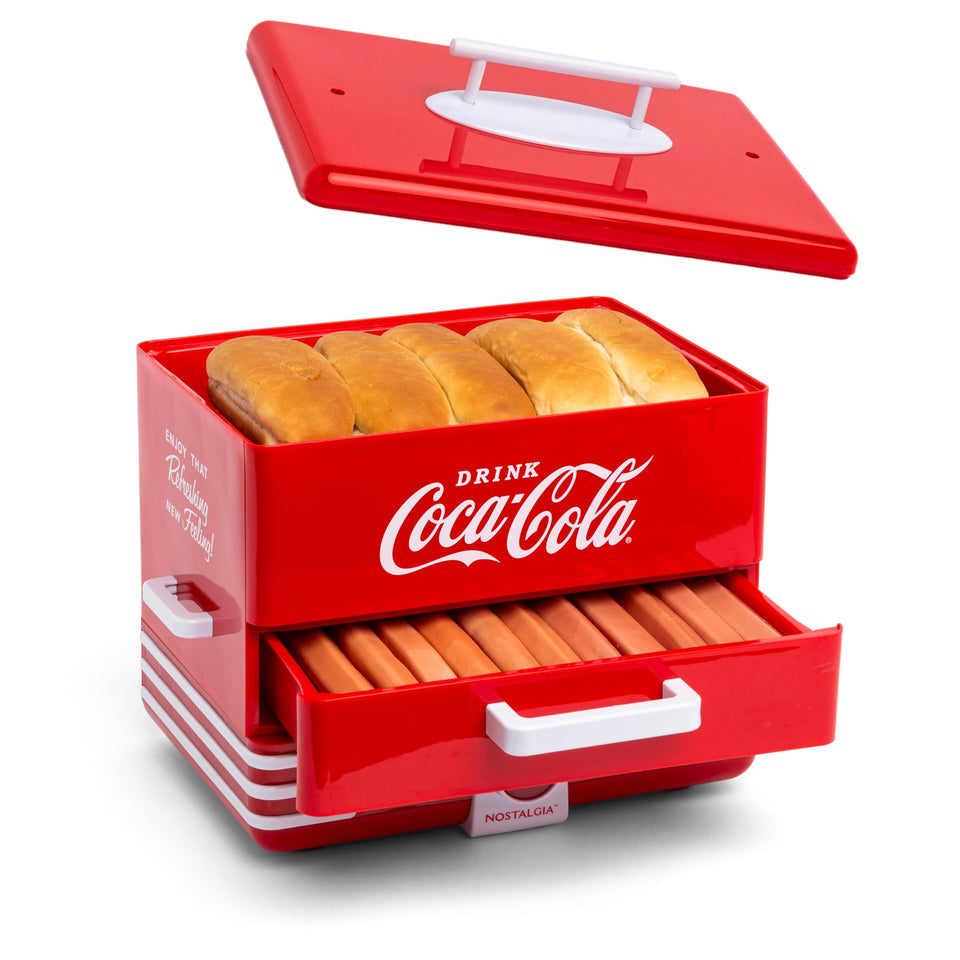 Nostalgia Coca-Cola steamer front view for crowd-friendly game day meals.