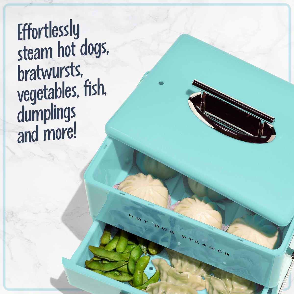 Nostalgia steamer includes water window, enabling easy monitoring of water level.