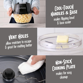 Nostalgia cool-touch handles enabling safe flipping and serving.