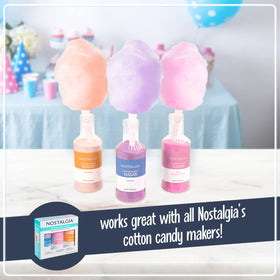 Family-friendly Nostalgia cotton candy setup in a home kitchen.