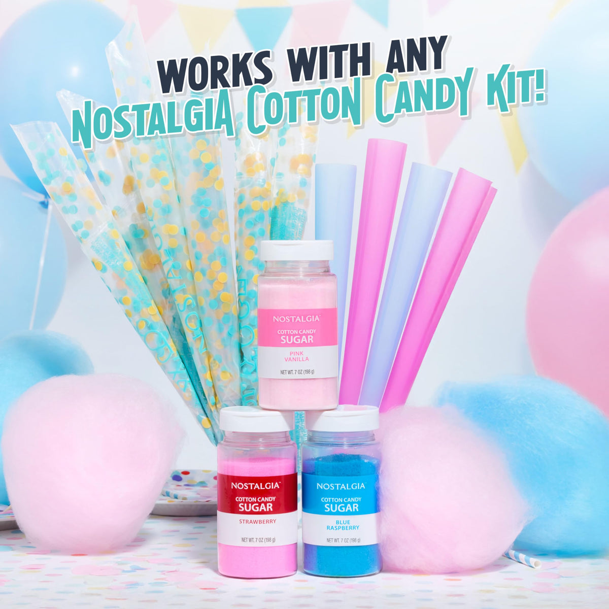 Nostalgia cotton candy kit compatibility for family gatherings.