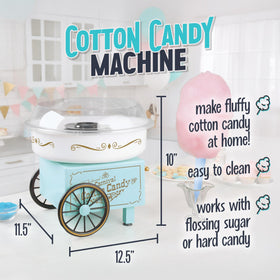 Nostalgia cotton candy maker side view showing compact countertop design