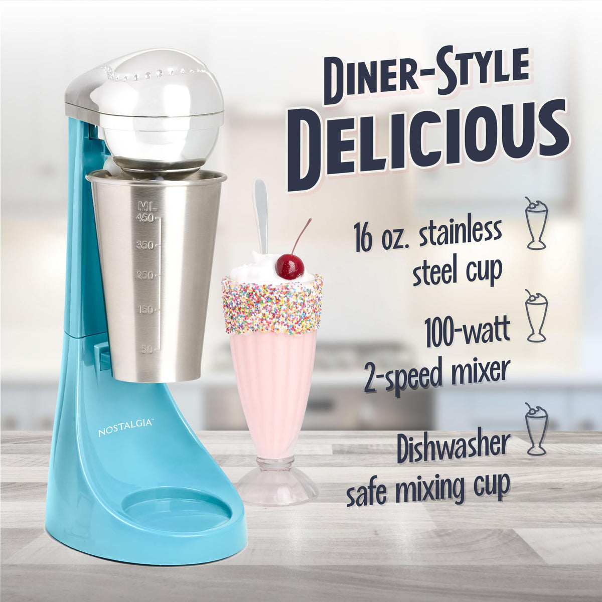 Nostalgia detachable spindle enables easy cleanup after each blend