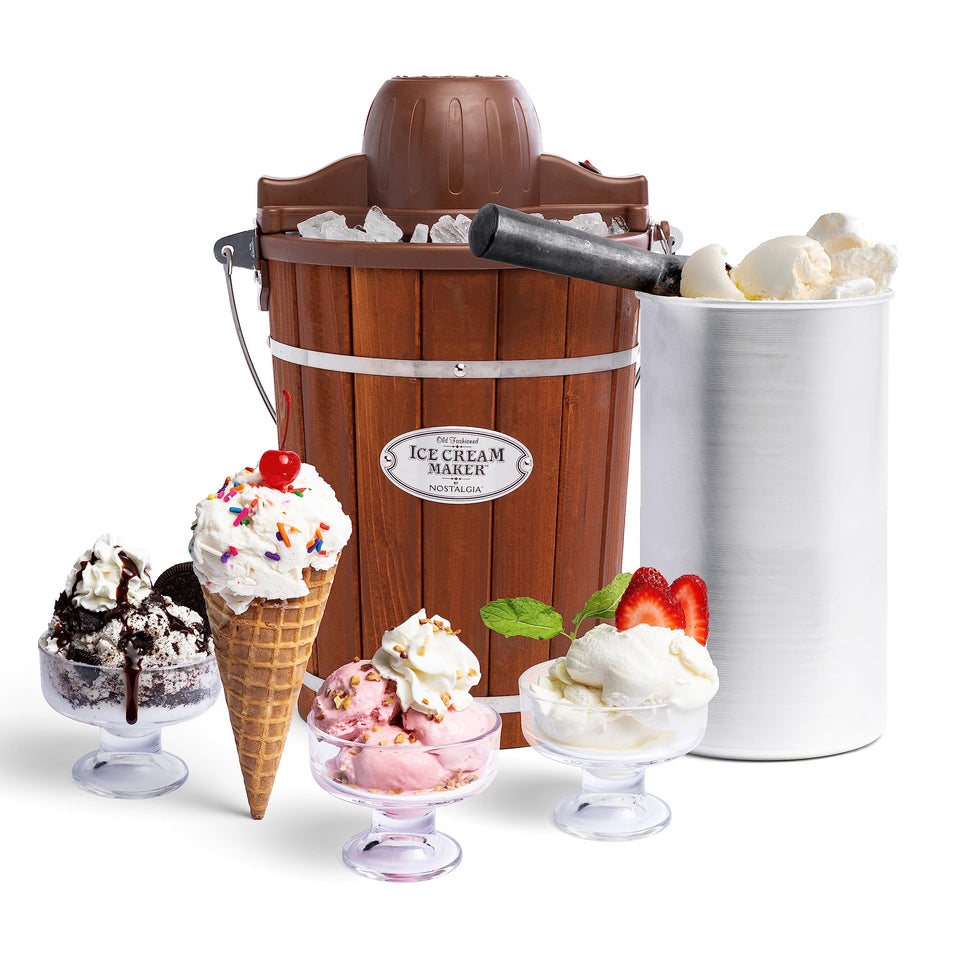 Nostalgia electric ice cream maker six-quart bucket for quick, creamy homemade ice cream