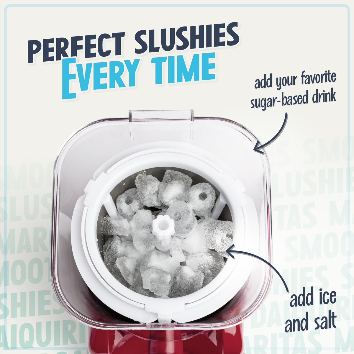 Nostalgia frozen drink maker with 3-way switch for simple freeze, off, dispense.