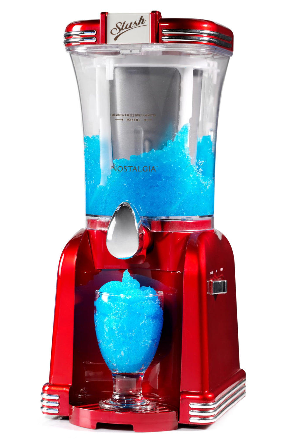 Nostalgia frozen drink maker with 32-ounce chamber for party-size batches.