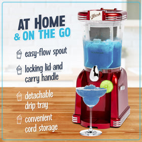 Nostalgia frozen drink maker with detachable tank for easy cleanup.