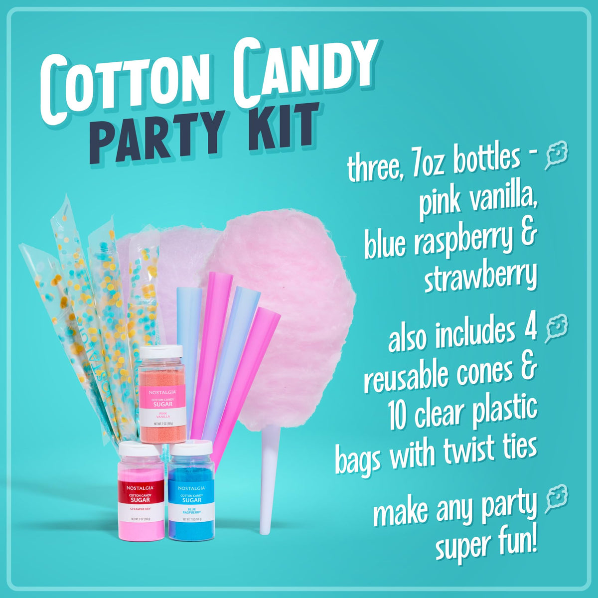 Nostalgia FSCC8 blue raspberry sugar for colorful carnival style cones