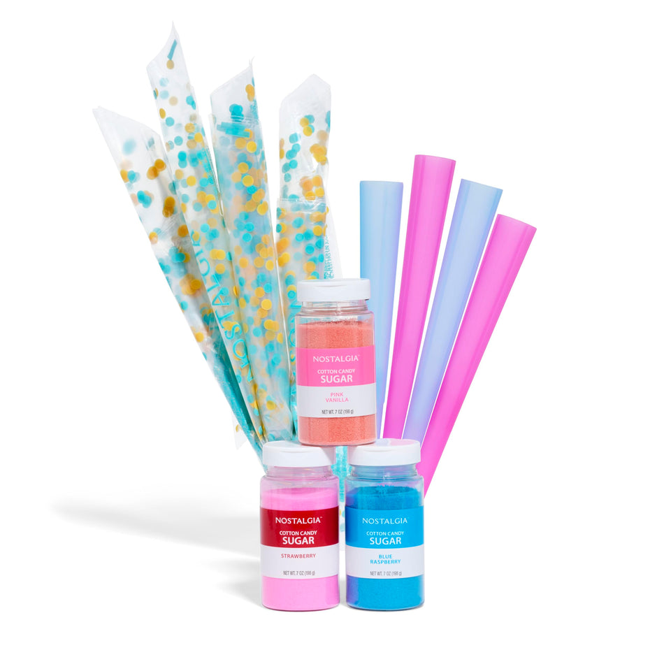 Nostalgia FSCC8 pink vanilla sugar for at-home cotton candy treats at parties