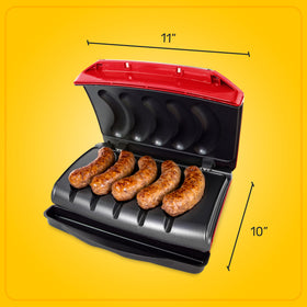 Nostalgia Game Day grill cleans easily with a removable oil tray.