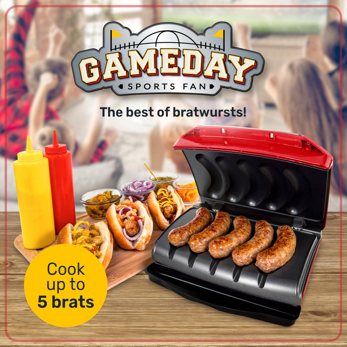 Nostalgia Game Day grill with oil drip tray for cleaner cooking.