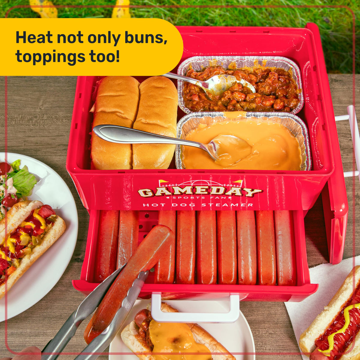 Nostalgia hot dog steamer vegetables steaming adds quick side options