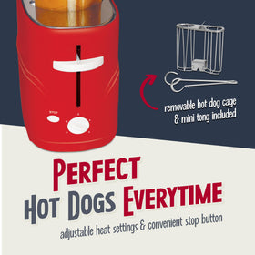 Compact Nostalgia hot dog toaster on a kitchen counter