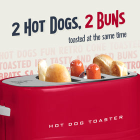 Hot dog cage and mini tongs inside the Nostalgia toaster for safe removal