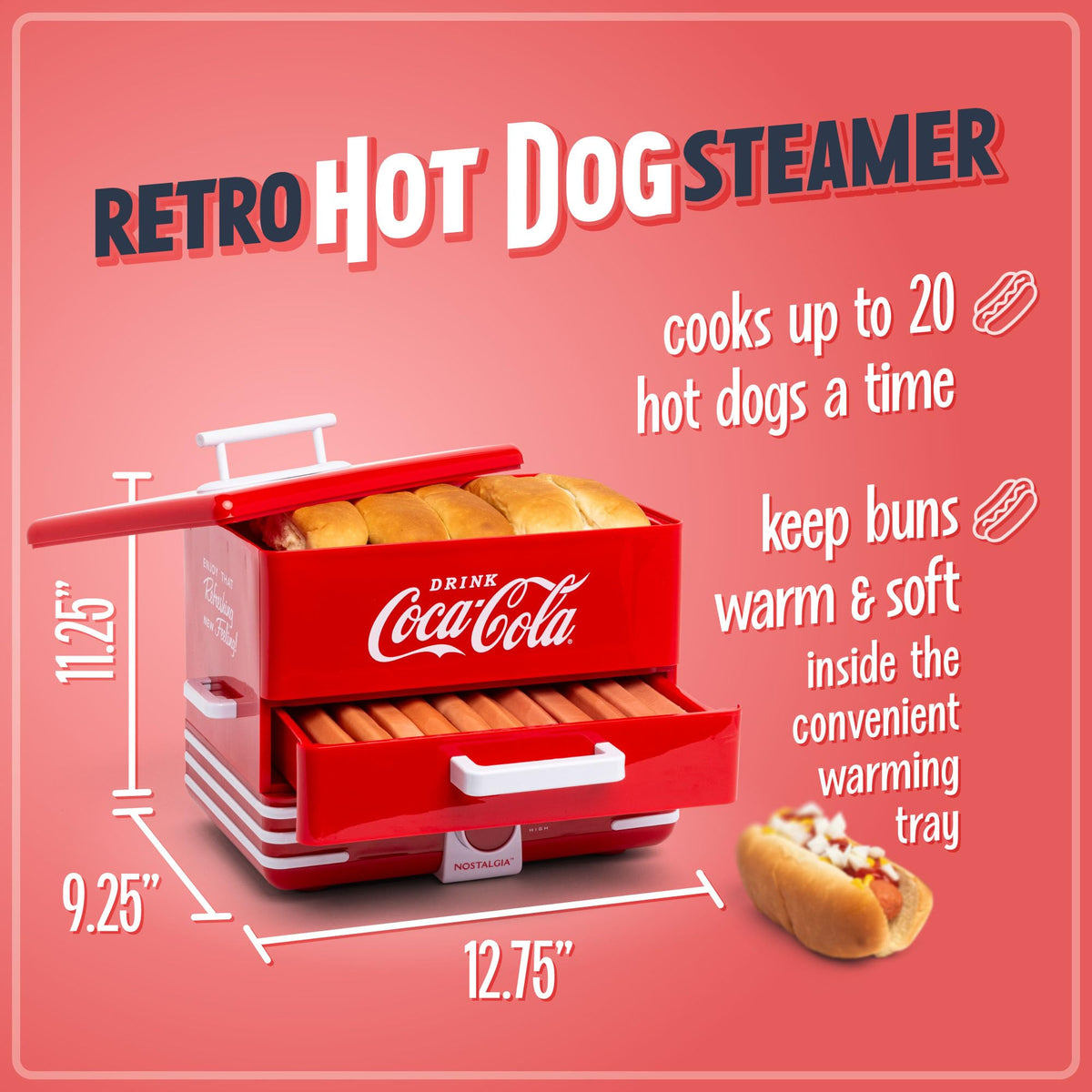 Nostalgia hot dogs steamer setup ready for a party.
