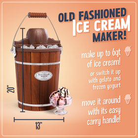 Nostalgia ice cream maker vintage wooden style unit adds nostalgic charm to the kitchen