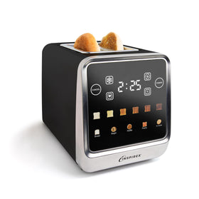 Nostalgia Inspirex toaster front view with touchscreen for precise toasting control.