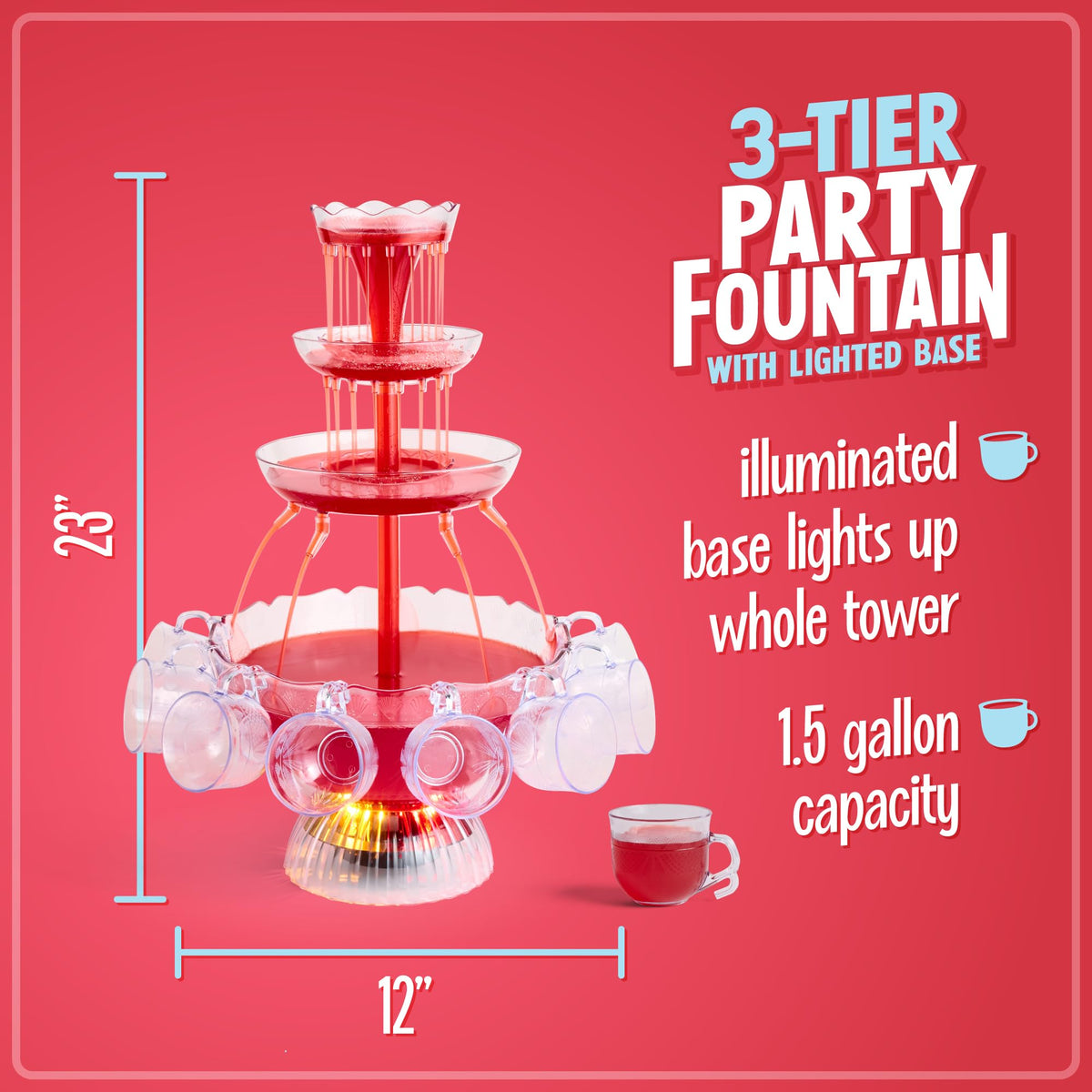 Nostalgia LPF230 LED base lights the fountain for an elegant party ambiance.