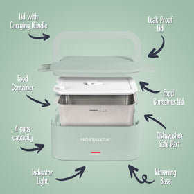 Nostalgia lunch box with foldable handle for convenient carrying on the go.