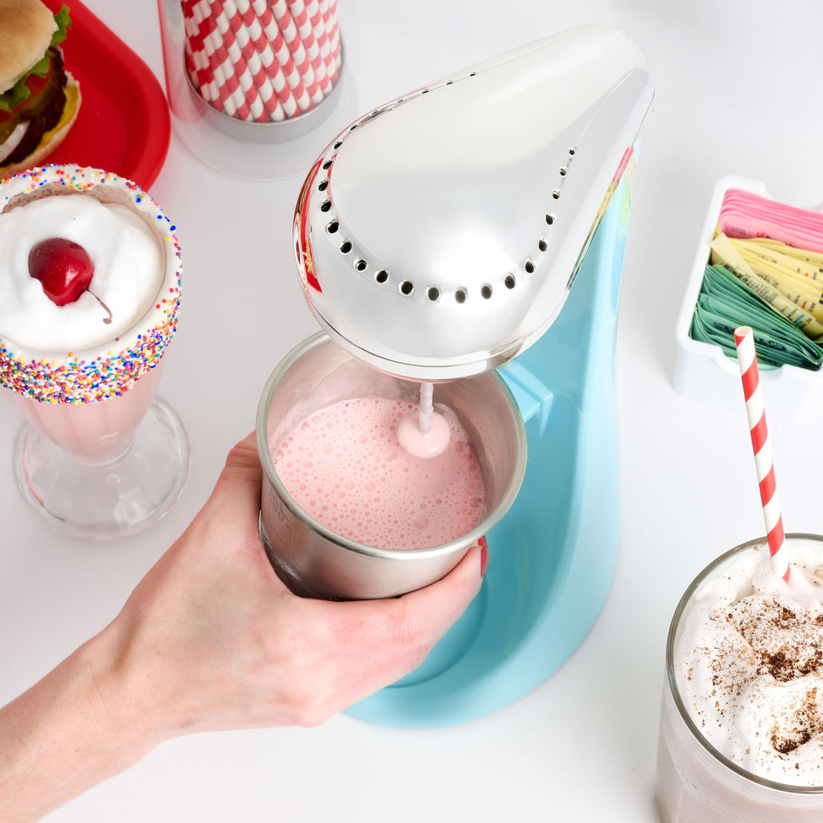Nostalgia malt-friendly shaker showcases smooth shakes and malted beverages