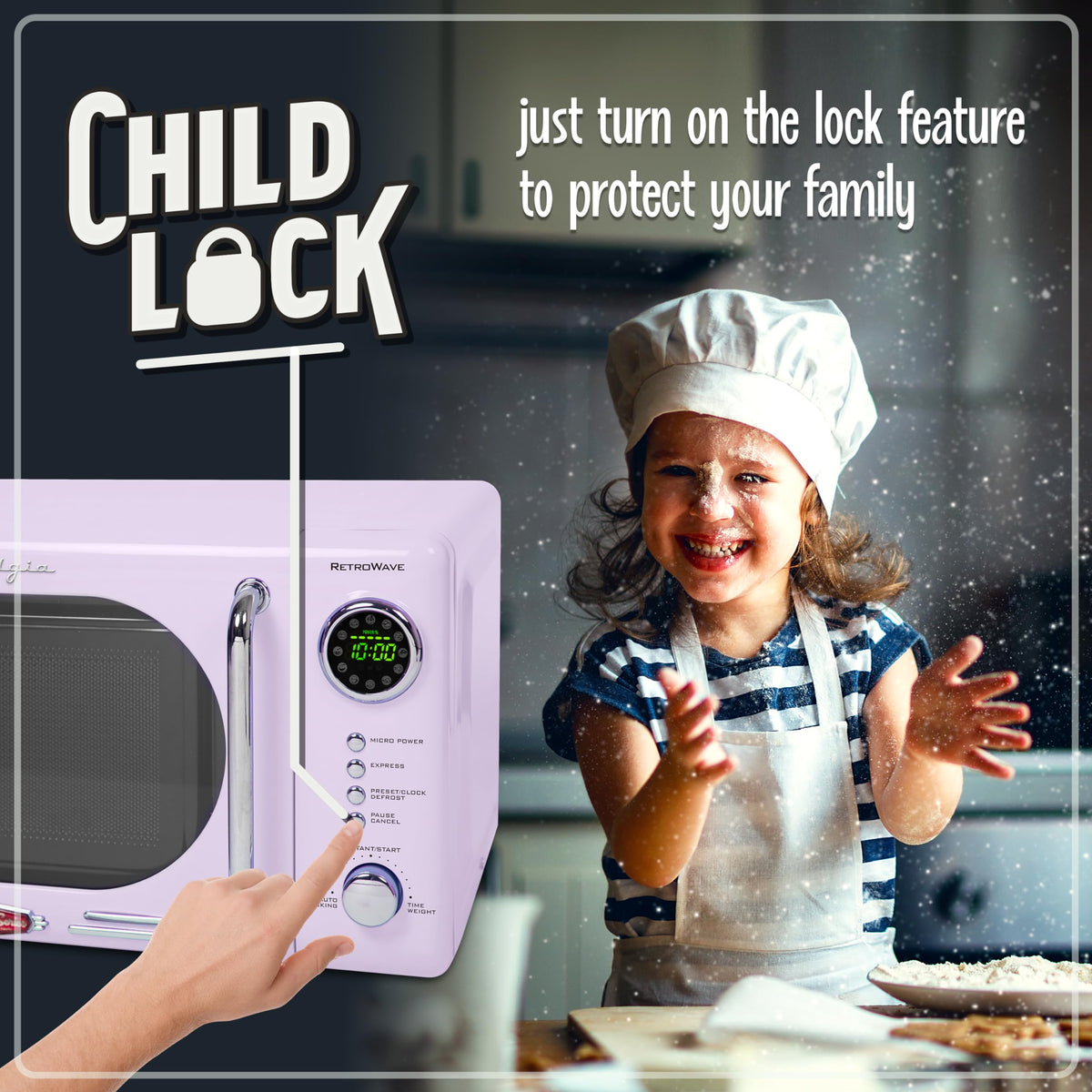 Nostalgia microwave child lock for safe family use.