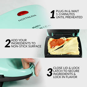 Nostalgia MyMini cool-touch handles for safe operation.
