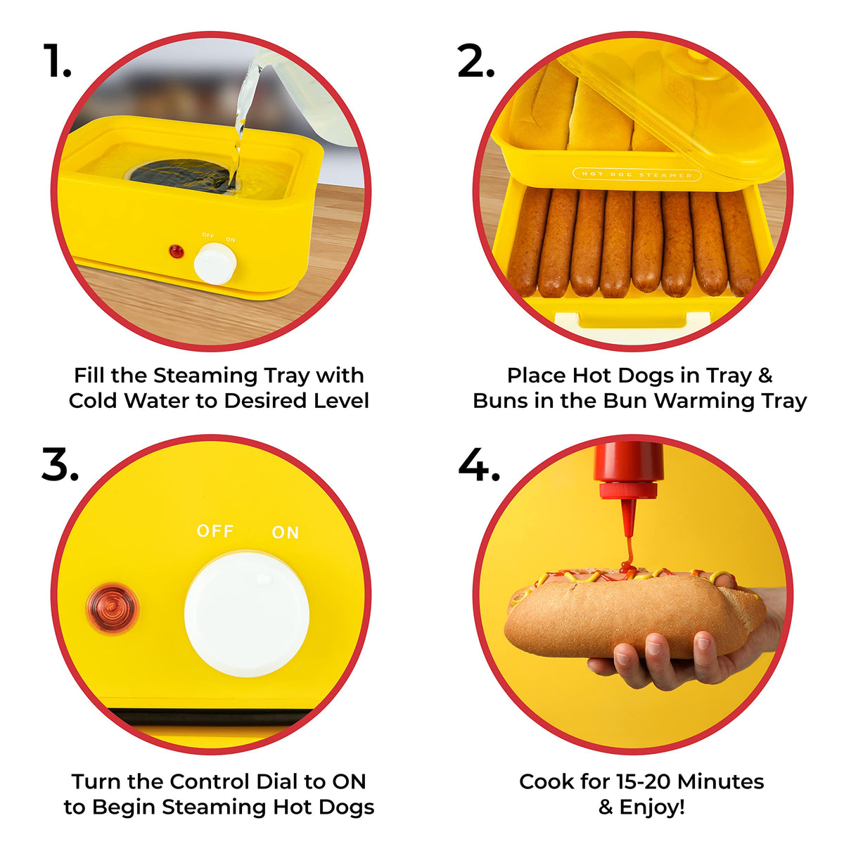 Nostalgia Oscar Mayer steamer disassembled for easy cleaning after use.