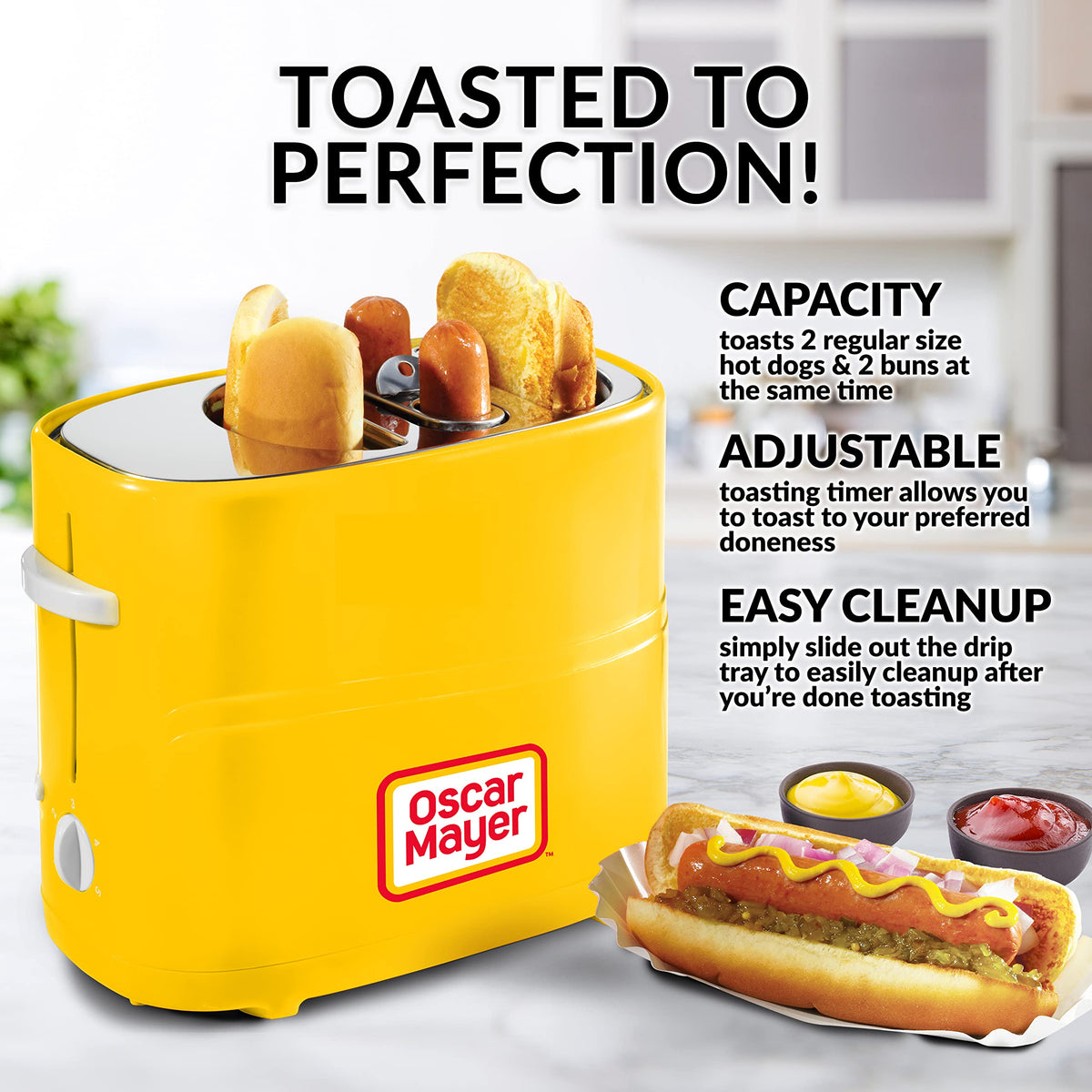 Nostalgia Oscar Mayer hot dog cage with mini tongs for safe handling