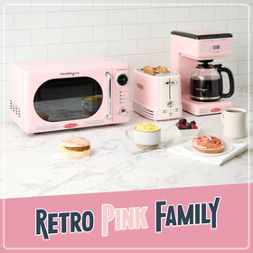 Nostalgia pink retro toaster ready for daily use with versatile bread types