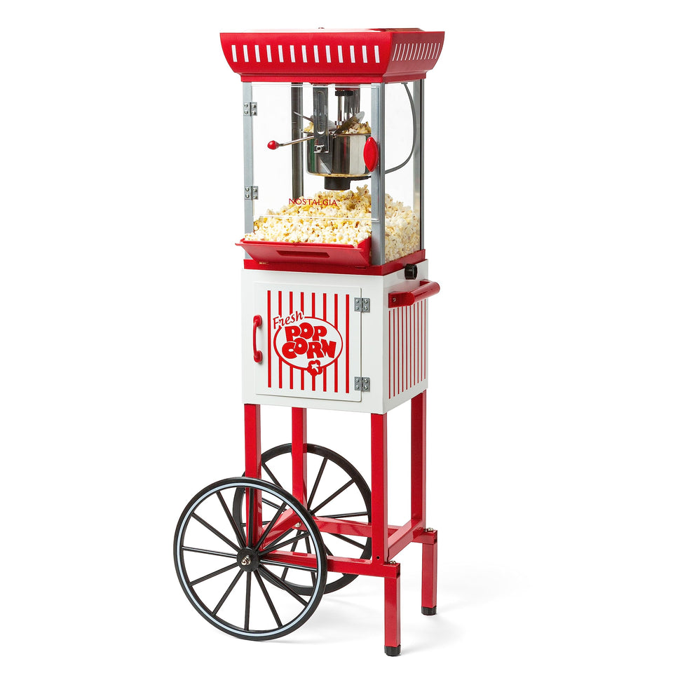Nostalgia popcorn cart kettle—2.5 oz capacity for theatre-style batches.