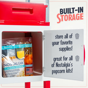 Nostalgia popcorn cart tempered-glass windows resist heat and scratches.
