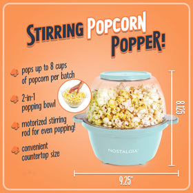 Nostalgia popcorn maker dual lid serving bowl transforms for sharing.