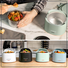 Nostalgia portable lunch box removable container dishwasher safe for easy cleaning.