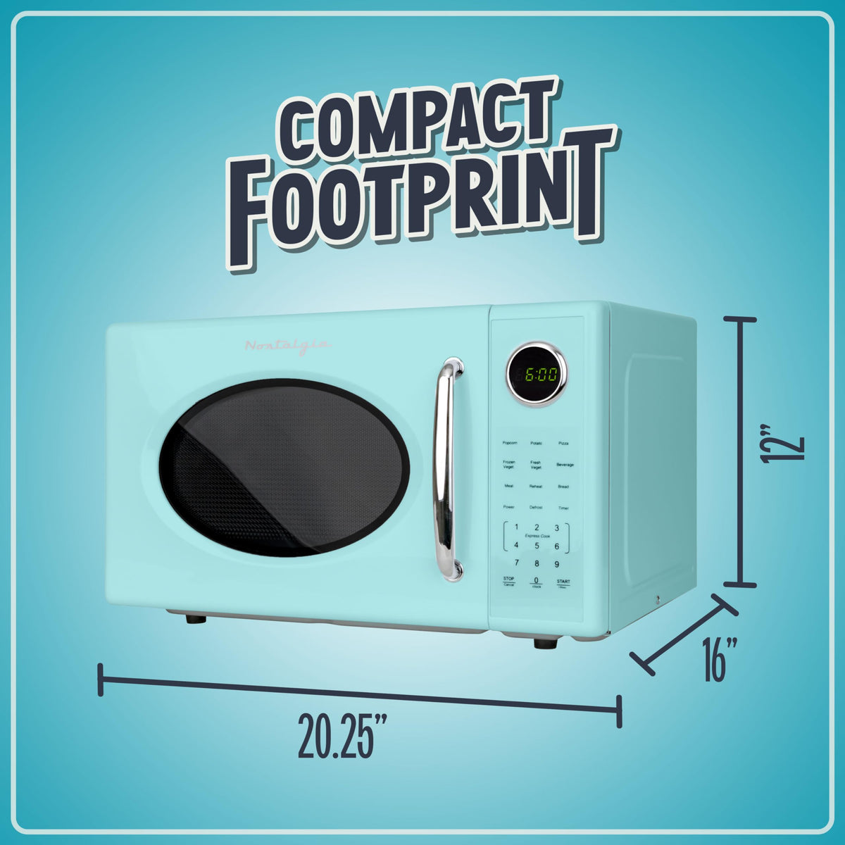 Nostalgia Retro 1000W microwave rotating carousel distributes heat evenly