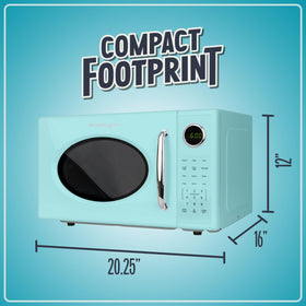 Nostalgia Retro 1000W microwave rotating carousel distributes heat evenly