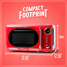 Clean interior of Nostalgia microwave highlighting easy wipe surfaces and accessibility.