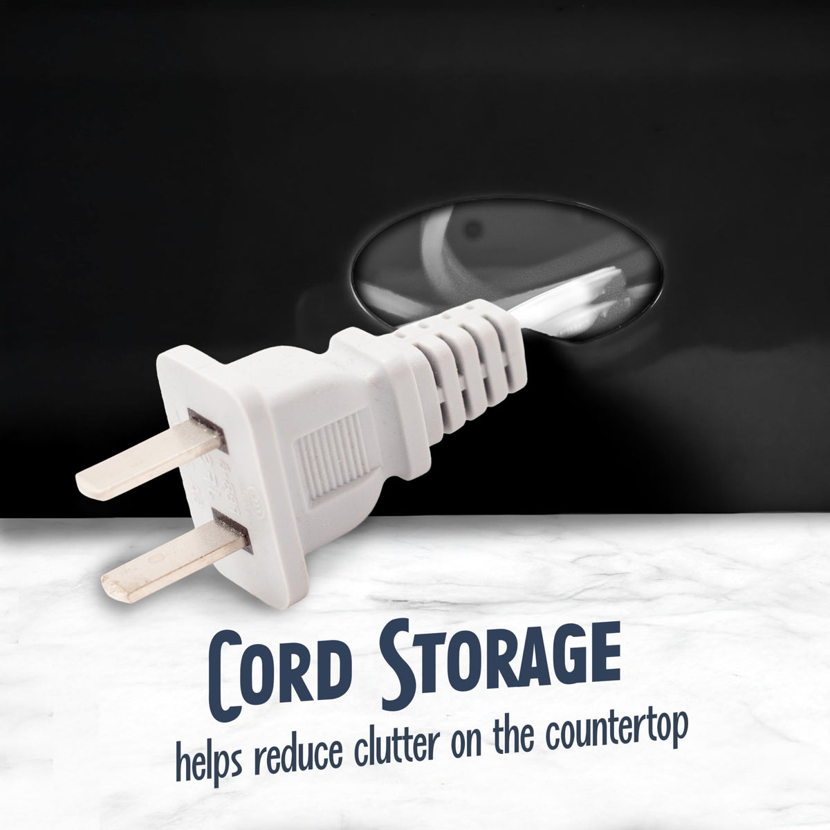 Cord storage on Nostalgia retro can opener helps counter stay tidy